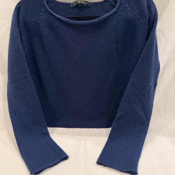 Skull Cashmere 100% Cashmere Navy and Bold Pink Skull Sweater - Picture 2 of 15